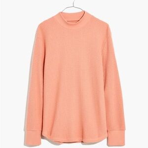 Madewell Mockneck Waffle Sweatshirt Tee in Burnished Blush Size XS